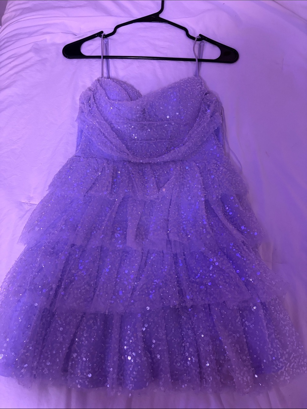 Girls' Lavender Sequin Tulle Party Dress